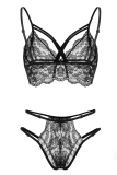 Black Sexy Party Solid Lace Patchwork Mesh Valentines Day Lingerie
