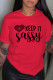 Red Fashion Casual Print Patchwork Letter O Neck T-Shirts