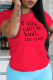 Red Fashion Street Print Patchwork Letter O Neck T-Shirts