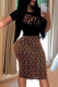 Brown Casual Print Patchwork O Neck Printed Dress Dresses