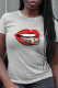 Grey Fashion Street Lips Printed Patchwork O Neck T-Shirts