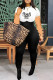 White Fashion Casual Letter Print Patchwork O Neck Skinny Jumpsuits