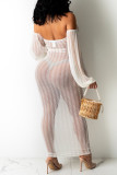 Yellow Sexy Solid Hollowed Out See-through Backless Strapless Long Dress