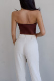 Brown Sexy Solid Patchwork See-through Strapless Tops