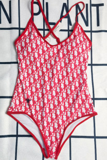 Red Fashion Sexy Letter Split Joint Swimwears