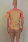 Yellow Casual Street Print Split Joint O Neck T-Shirts