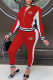 Red Fashion Sportswear Print Patchwork Mandarin Collar Long Sleeve Two Pieces