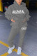 Grey Fashion Casual Letter Print Basic Hooded Collar Long Sleeve Two Pieces