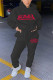 Black Fashion Casual Letter Print Basic Hooded Collar Long Sleeve Two Pieces