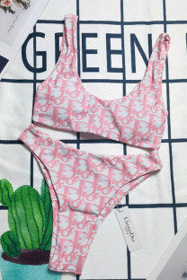 Pink Fashion Sexy Letter Split Joint Swimwears
