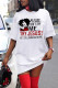White Fashion Casual Print Basic O Neck Short Sleeve Dress