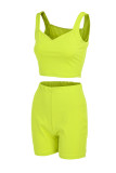 Red Sexy Casual Solid Backless V Neck Sleeveless Two Pieces