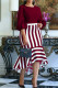 Burgundy Fashion Casual Print Patchwork O Neck Irregular Dress