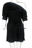 Rose Red Casual Solid Bandage One Shoulder Regular Rompers