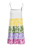 Multicolor Sexy Casual Patchwork Print Bandage Spaghetti Strap Sleeveless Dress