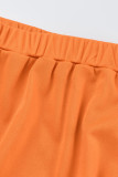 Tangerine Casual Solid Patchwork Zipper Zipper Collar Sleeveless Two Pieces