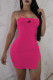 Rose Red Fashion Sexy Print Slit Spaghetti Strap One Step Skirt Dresses