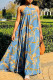 Light Blue Elegant Print Patchwork Halter A Line Dresses