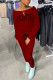 Red Casual Letter Long Sleeve Two Pieces