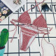 Burgundy Fashion Sexy Letter Patchwork Frenulum Swimwears