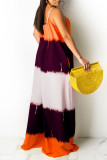 Yellow Fashion Casual Print Backless Spaghetti Strap Regular Jumpsuits