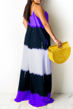Yellow Fashion Casual Print Backless Spaghetti Strap Regular Jumpsuits