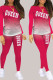 Rose Red Living Print Patchwork O Neck Long Sleeve Two Pieces