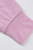 Pink Casual Solid Sequins O Neck Long Sleeve Two Pieces