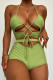 Green Sexy Solid Hollowed Out Patchwork Frenulum Swimwears