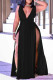 Black Fashion Sexy Solid Leopard Slit V Neck Vest Dress