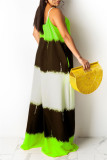 Yellow Fashion Casual Print Backless Spaghetti Strap Regular Jumpsuits