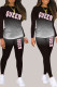 Black Living Print Patchwork O Neck Long Sleeve Two Pieces