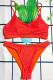 Tangerine Red Fashion Sexy Letter Patchwork Swimwears