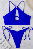 Tangerine Sexy Solid Patchwork Frenulum Swimwears