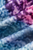Purple Street Print Patchwork Loose High Waist Straight Full Print Bottoms