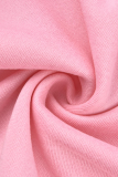 Pink Sportswear Print Patchwork Cardigan Collar Outerwear