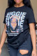 Black Fashion Casual Print Basic O Neck T-Shirts
