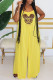 Yellow Fashion Casual Print Patchwork Spaghetti Strap Loose Jumpsuits
