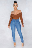 Brown Solid Skinny shorts Bodysuits