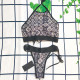 Black Fashion Sexy Letter Frenulum Swimwears
