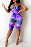 Pink Fashion Sexy Print Backless Spaghetti Strap Rompers