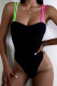 Black Sexy Solid Patchwork Swimwears