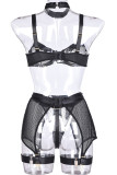 Black Sexy Solid Patchwork Valentines Day Lingerie