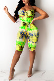 Pink Fashion Sexy Print Backless Spaghetti Strap Rompers
