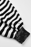 Red Fashion Casual Daily Striped Patchwork Sequined Half A Turtleneck Tops