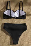 White Sexy Solid Patchwork Metal Accessories Decoration Swimwears