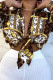Brown Fashion Casual Print Basic V Neck Tops