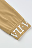 Camel Fashion Casual Print Turtleneck Long Sleeve Two Pieces