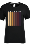 Black Fashion Casual Print Basic O Neck T-Shirts
