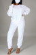 White Fashion Casual Long Sleeve O Neck Regular Sleeve Regular Patchwork Two Pieces